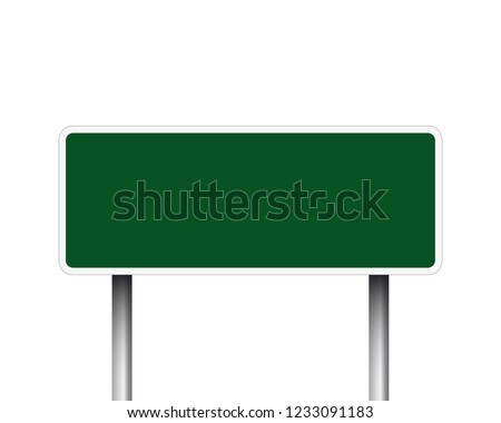Blank Green Road Sign isolated on white background.