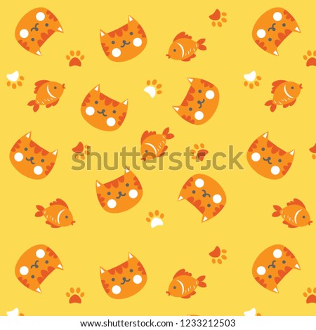 Cat and Fish Colorful Pattern