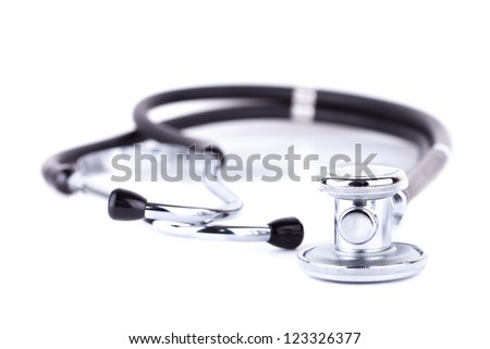 Closeup of stethoscope isolated on white background