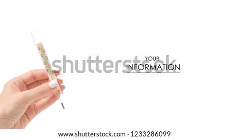 Thermometer for body in hand pattern on white background isolation
