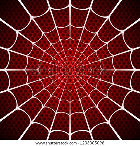 White spider web on red background