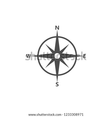 Compass, navigation icon. Vector illustration, flat design.