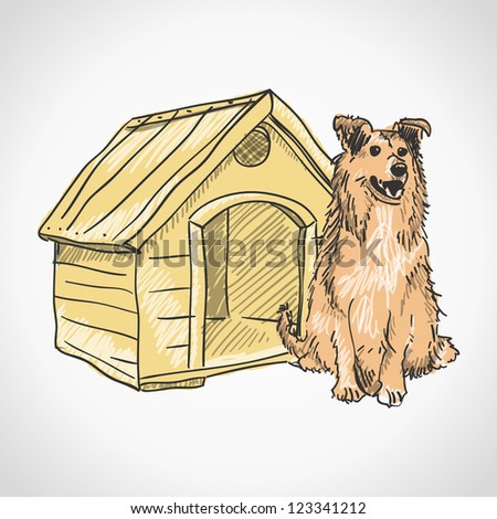 Guard Dog Portrait - Illustration of a guarding dog at his home place