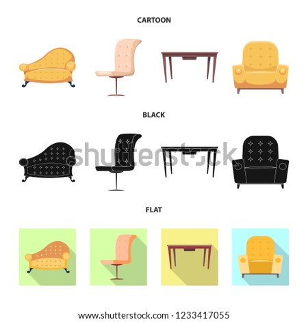 Vector illustration of furniture and apartment symbol. Collection of furniture and home vector icon for stock.