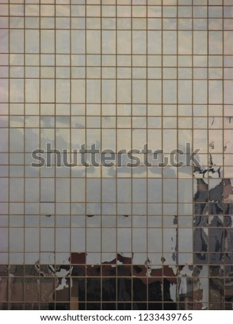 Abstract background. Modern and urban background. Symmetrical shapes. Reflection glass