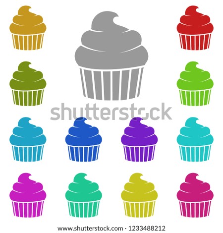cup cake icon in multi color. Simple glyph vector of Fast food set for UI and UX, website or mobile application