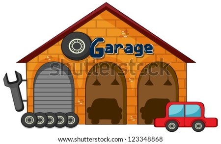 illustration of a garage shop on a white background