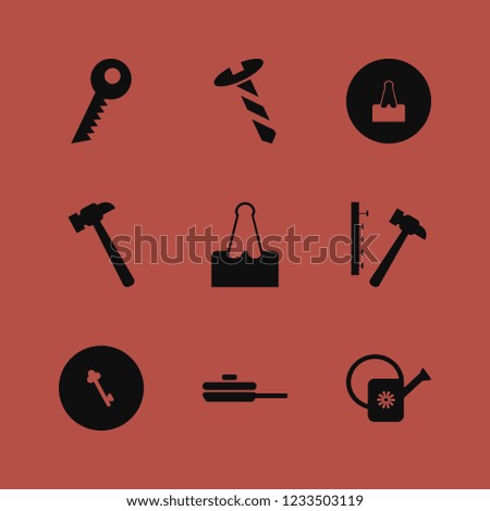 iron icon. iron vector icons set hammer nails, screw, key and hammer