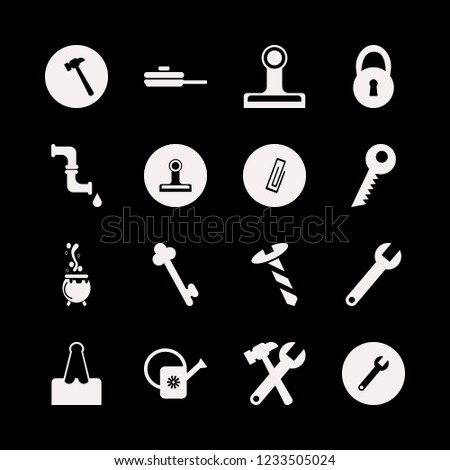 iron icon. iron vector icons set pan, paper clip, piping and watering can