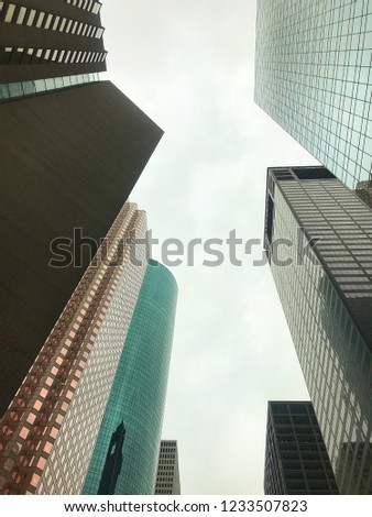 Tall buildings touch the sky in downtown Houston, Texas.