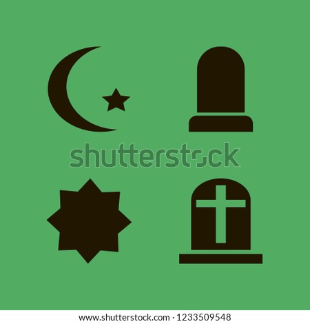 moon icon. moon vector icons set islam symbol, grave and islamic star