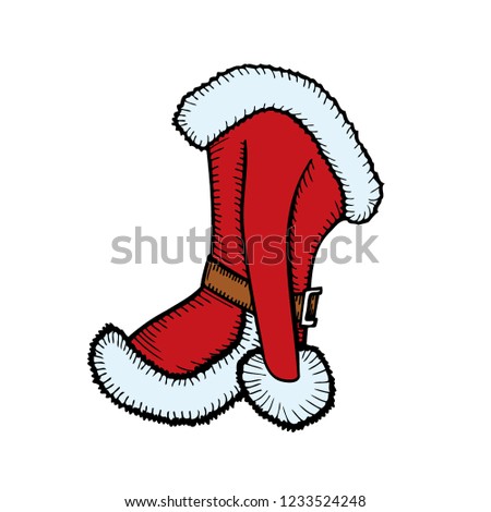 Women's Christmas costume illustration of isolated of santa clothes on white