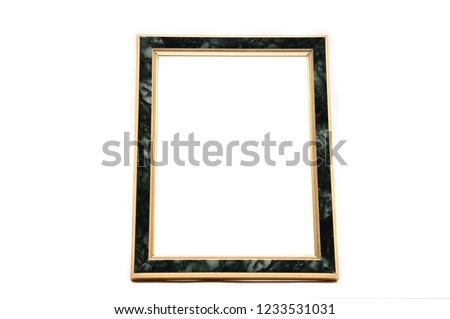 Vintage photo frame with marble effect on an isolated white background.