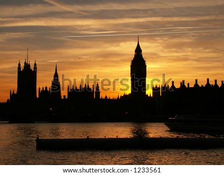Sunset over Big Ben Royalty-Free Stock Photo #1233561