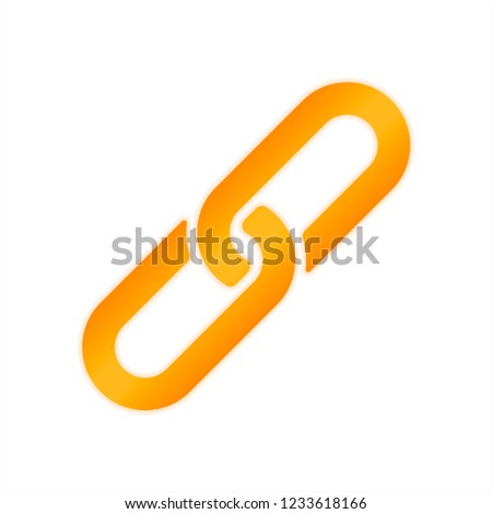 Link icon. Hyperlink chain symbol. Simple icon. Orange sign with low light on white background