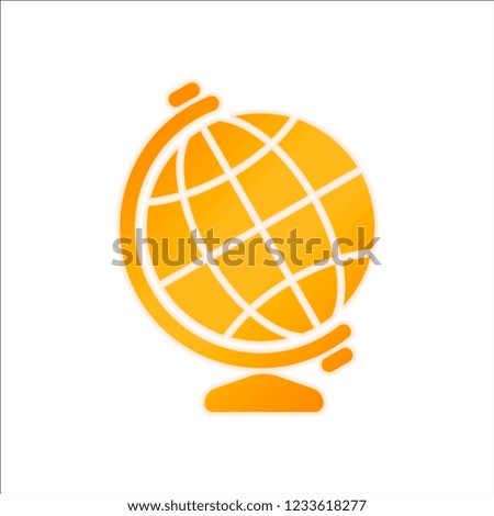Simple globe symbol. Orange sign with low light on white background