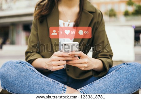 Girl using mobile smart phone