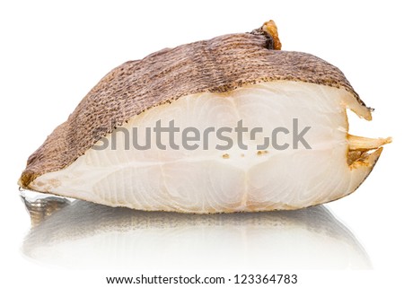 Smoked halibut isolated on white background