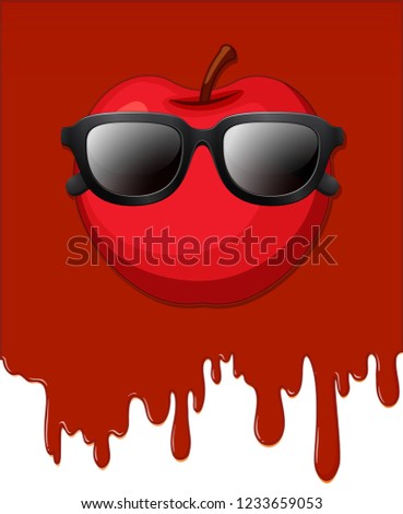 Apple with red dripping background illustration