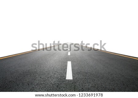Empty asphalt road isolated on white background Royalty-Free Stock Photo #1233691978