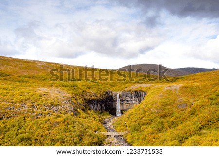 Beautiful sunny view of the waterfall. One of the most famous waterfalls in Iceland