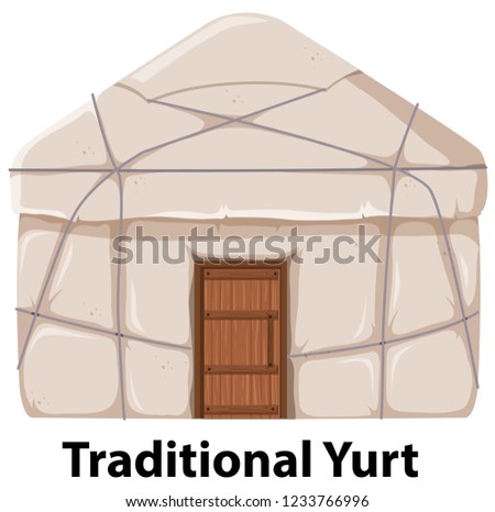 Traditional yurt house on white background illustration