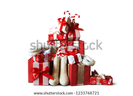Christmas and new year gifts in red package