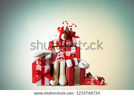 Christmas and new year gifts in red package