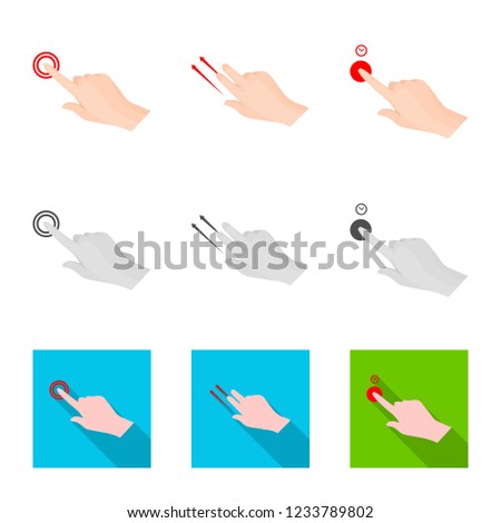 Isolated object of touchscreen and hand sign. Set of touchscreen and touch vector icon for stock.