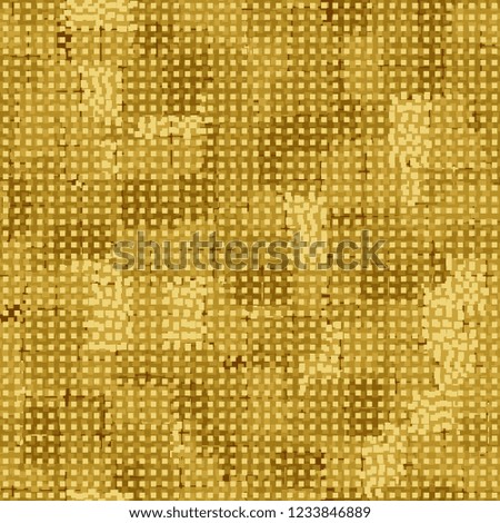 Seamless pattern. Abstraction of gold colors. Rows of small squares.