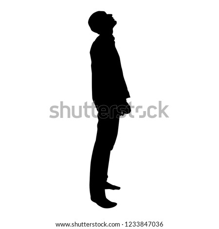 Man looks up silhouette icon black color Royalty-Free Stock Photo #1233847036