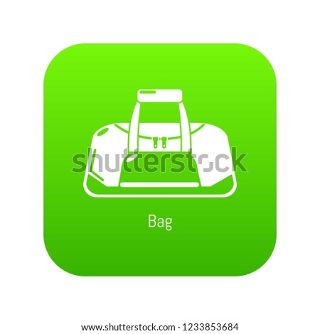 Bag sport icon green vector isolated on white background