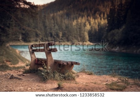 Park bench alone at Green Lake in Austria.