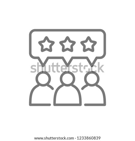 Vector people with star bubbles, rating, feedback, reputation line icon. Symbol and sign illustration design. Isolated on white background Royalty-Free Stock Photo #1233860839