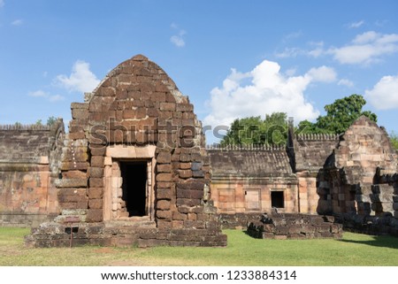 View of hindu castle rock old artichecture in Phanom Rung historical park.