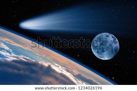 Comet on the space"Elements of this image furnished by NASA "
