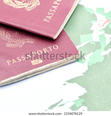 blur and passport in the world map background like concept of travel  