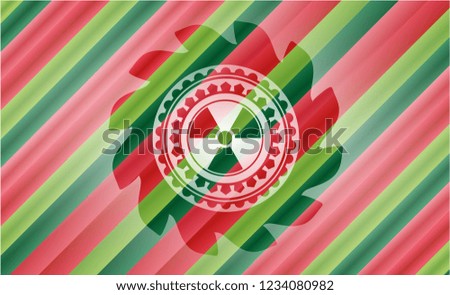 nuclear, radioactive icon inside christmas emblem background.