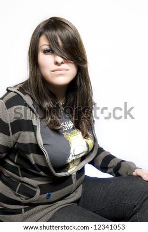Close up portrait of young woman emo gothic