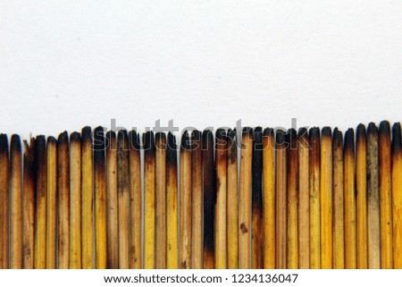 Abstract art, burned bamboo sticks texture with white background with copy space for text or word. wallpaper. yellow pattern, soft focus,shallow DOF
