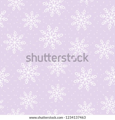 This is a winter seamless pattern with snowflakes. New Year and Christmas background. Vector illustration.