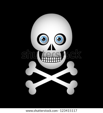 Skull and crossbones icon isolated on black background