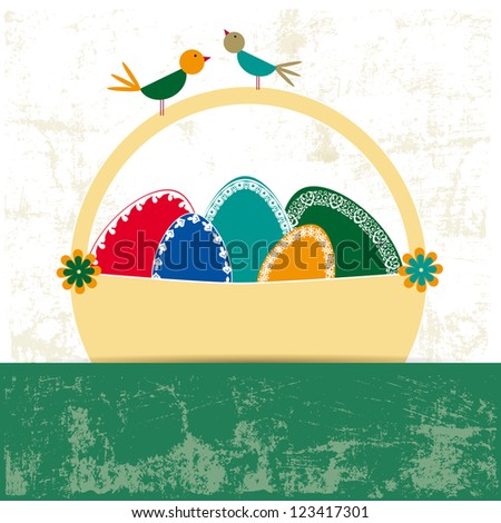 Abstract easter card with eggs and birds