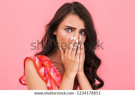 Image of amazing young shocked woman isolated over pink background wall.