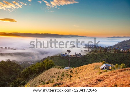 The mountains landscape and bluesky with nature light