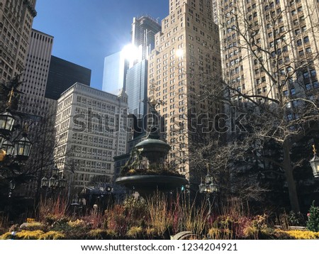 Jacob Wrey Mould Fountain in Manhattan, New York on a sunny autumn day
