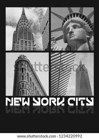 Photo print New York City 
typography, tee shirt graphics, 