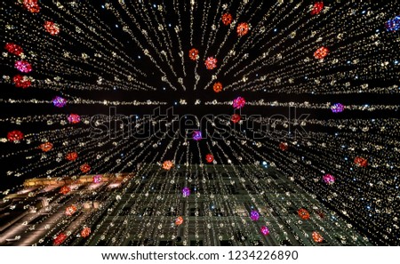 Colorful lights on the night sky background