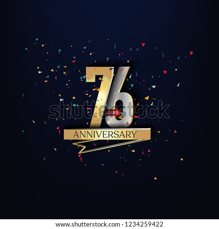 76 years anniversary and celebration templates logo design golden and silver with dark blue background