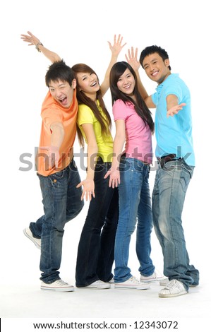 four happy Asia young people Royalty-Free Stock Photo #12343072